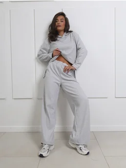 Костюм с брюками палаццо теплый больших размеров